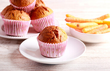 Homemade sweet carrot muffins