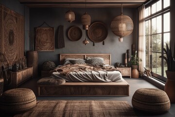 Ethnic bedroom,. Generative AI