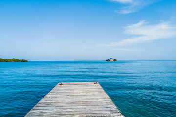 House on a small island the ocean in columbia