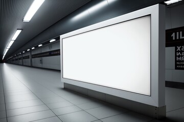 Fototapeta premium Blank billboard on a subway station wall. 