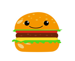 Happy Cartoon hamburger icon design vector illustration
