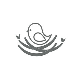 Bird with spring tree