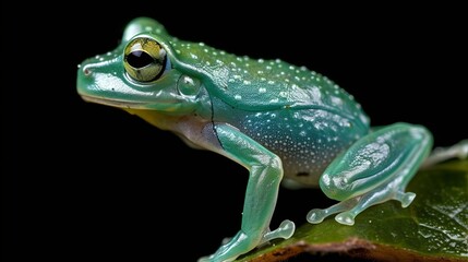 glass frog, sitting down in South America AI generated