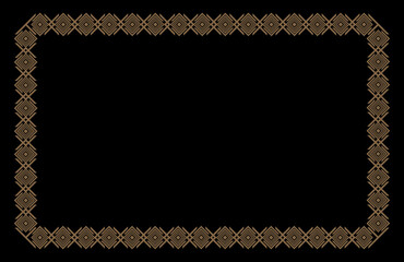 Ornamental frame on black background. Golden decorative frame, Vector illustration.
