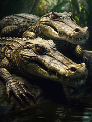 Obraz premium Crocodiles in the water