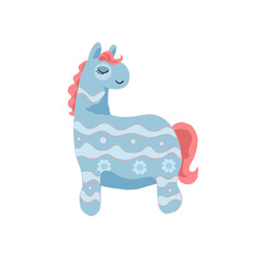 Colorful Mexican Piñata Shaped Like a Pony - vector illustration