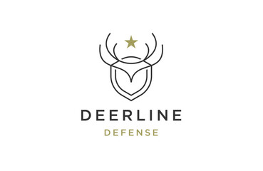 Deer defense line logo icon design template flat vector