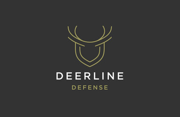 Deer defense line logo icon design template flat vector
