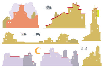 City block. Urban roads. Houses and city streets. Illustration for internet and mobile website.
