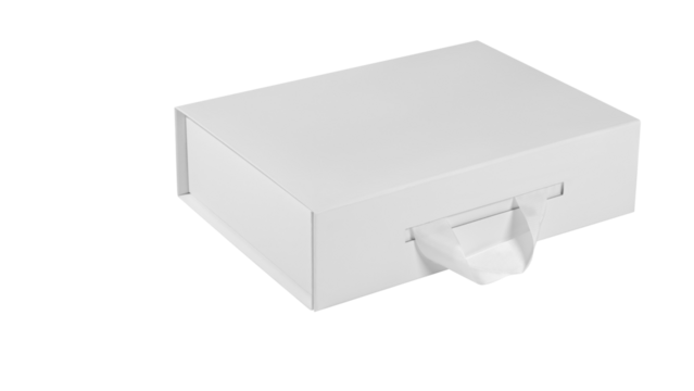 Mockup of a white box with a handle in volume for design