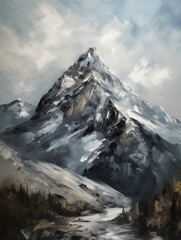 Obraz premium Mountains, oil paint. Generative AI