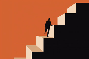 Abstract of a man climbing stairs Generative AI