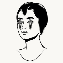 Vector hand drawn surreal trendy illustration.