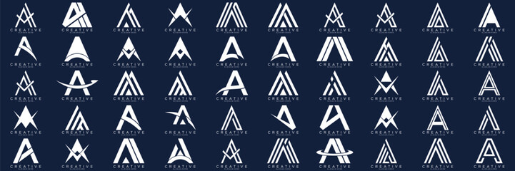 mega logo collection, Abstract letter A logo design. icons for business of luxury, elegant, simple.