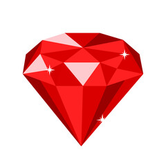 Beautiful brilliant ruby. Colorful gems. Gemstone vector icon.