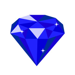 Beautiful brilliant sapphire. Colorful gems. Gemstone vector icon.
