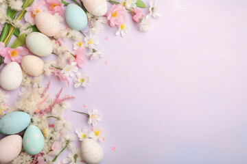 Easter Joy: A Bunch of Eggs Sitting on Top of a Pile of Flowers in Lovely Pastel Colors