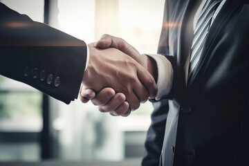 Two People Shaking Hands in a Business Surrounding
