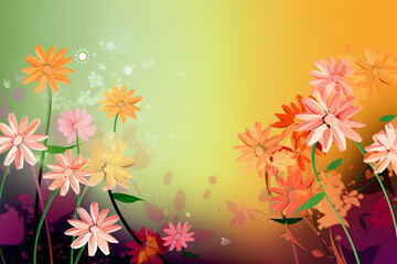 Beautiful Background of Chaotic, Magical Colorful Flowers