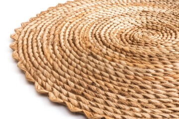 Obraz premium straw carpet circle decor isolated on white. Modern boho bohemian and minimal environmental design interior details. Generative AI