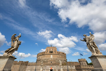 Castel Sant Angelo or Mausoleum of Hadrian in Rome Italy, built in ancient Rome