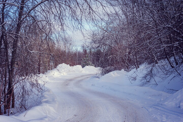 Road of the countryside at winter day.