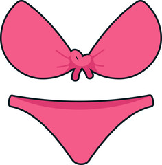 Bikini Swim Woman Wear Summer Beach Travel Sea Flat Black Sticker