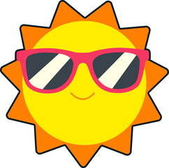 Sun Face Sunglasses Summer Travel Beach Sea Planet Flat Black Sticker