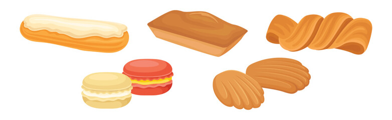 Sweet Pastry and Confection of Flour Vector Set