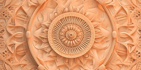 "Sacred Circle" | Pastel Orange Relief Mandala Background | Generative AI Artwork