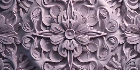 "Sacred Circle" | Pastel Purple Relief Mandala Background | Generative AI Artwork