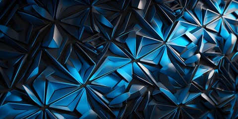 "Mirrored Mosaic" | Black And Blue Symmetric Geometric Background | Generative AI Artwork 