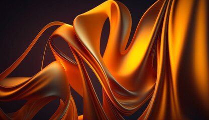 Fototapeta na wymiar Abstract light silk background orange neon waves, AI
