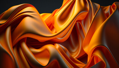 Fototapeta na wymiar Abstract light silk background orange neon waves, AI