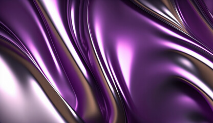 Purple shiny metal texture background, abstract wavy design, element for banners, background, wallpaper, AI