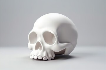 Detailed white human skull 3d render illustration on isolated white background