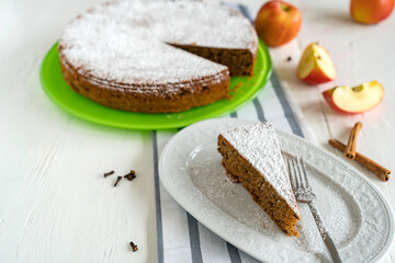 Apfelkuchen Apfel Kuchen auf Teller 
