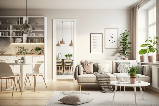 Modern scandinavian living room interior design
