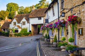 Fototapeta na wymiar Traditional houses in Castle Combe village, Cotswolds, England