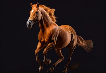 Obraz na płótnie Canvas Isolated ginger horse in gallop. Generative AI