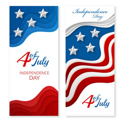 Obraz na płótnie Canvas USA independence day paper cut design.