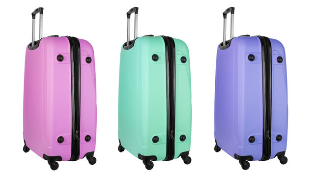 Set travel suitcase isolated on white background. Summer holidays, tourism, vacation.