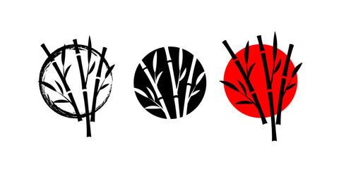 Bamboo emblem collection. Vector isolated decoration elements, labels, icons and signs.