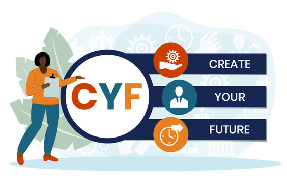 CYF - Create Your Future acronym. business concept background. vector illustration concept with keywords and icons. lettering illustration with icons for web banner, flyer, landing page