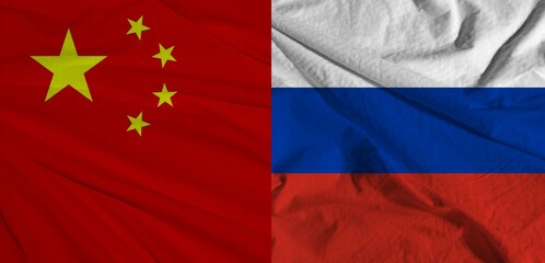 Flag of China and Russia. Concept friend.