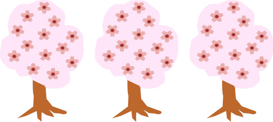 3つの桜の木