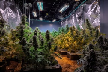 Commercial Legal Cannabis Grow in a Factory 