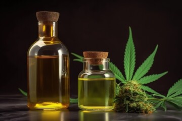 Obraz na płótnie Canvas Cannabis medical oil packed in a small bottle 