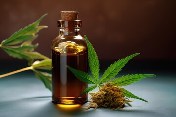 Cannabis medical oil packed in a small bottle 