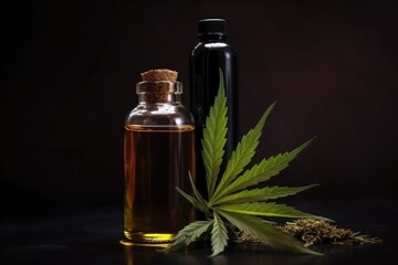 Cannabis medical oil packed in a small bottle 